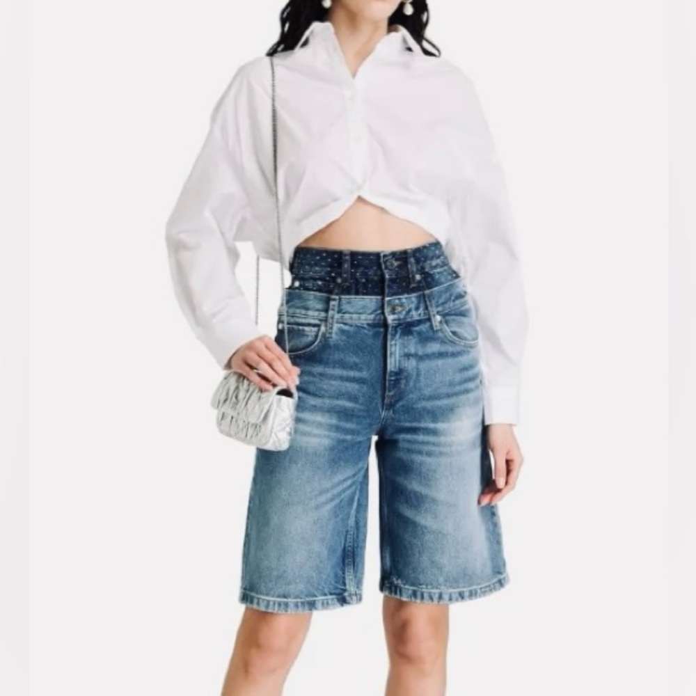 Sandro | White Button-Up Cropped Shirt - Picture 2 of 6